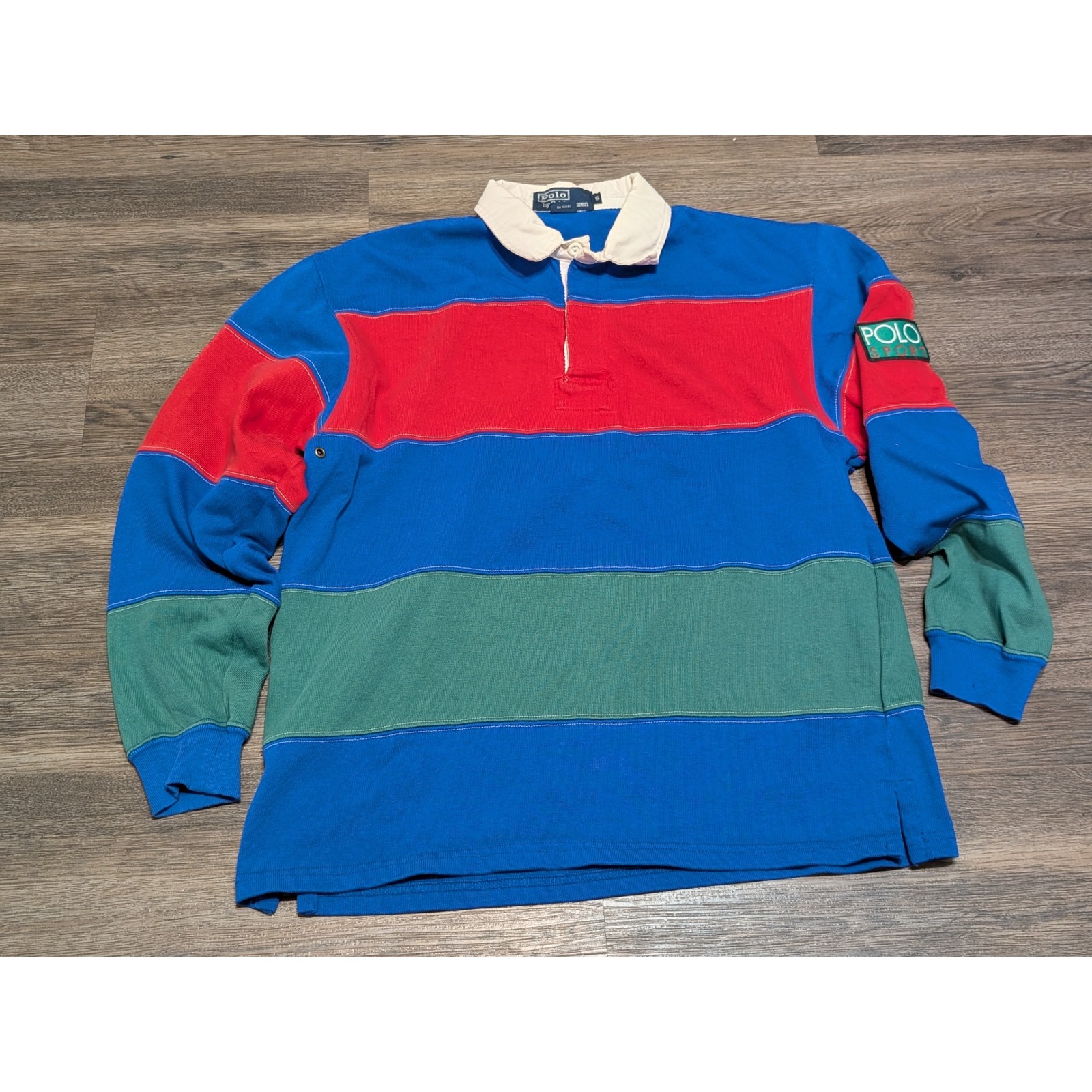 Polo Ralph Lauren Vintage 90s Hi Tech Rugby Shirt Color Block Sport Patch Small